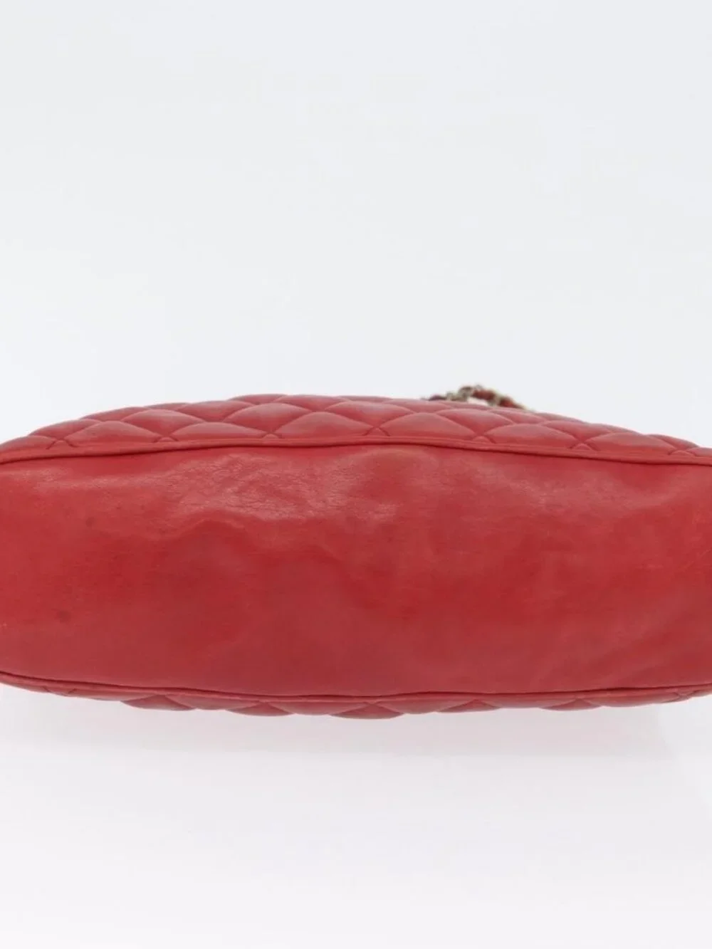 CHANEL Matelasse Chain Shoulder Bag Leather Red Gold CC Auth 169739